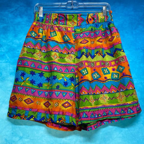 Oscar de la Renta Pants - VTG OSCAR DE LA RENTA Expressions 100% Silk Women Elastic Waist Shorts sz S
